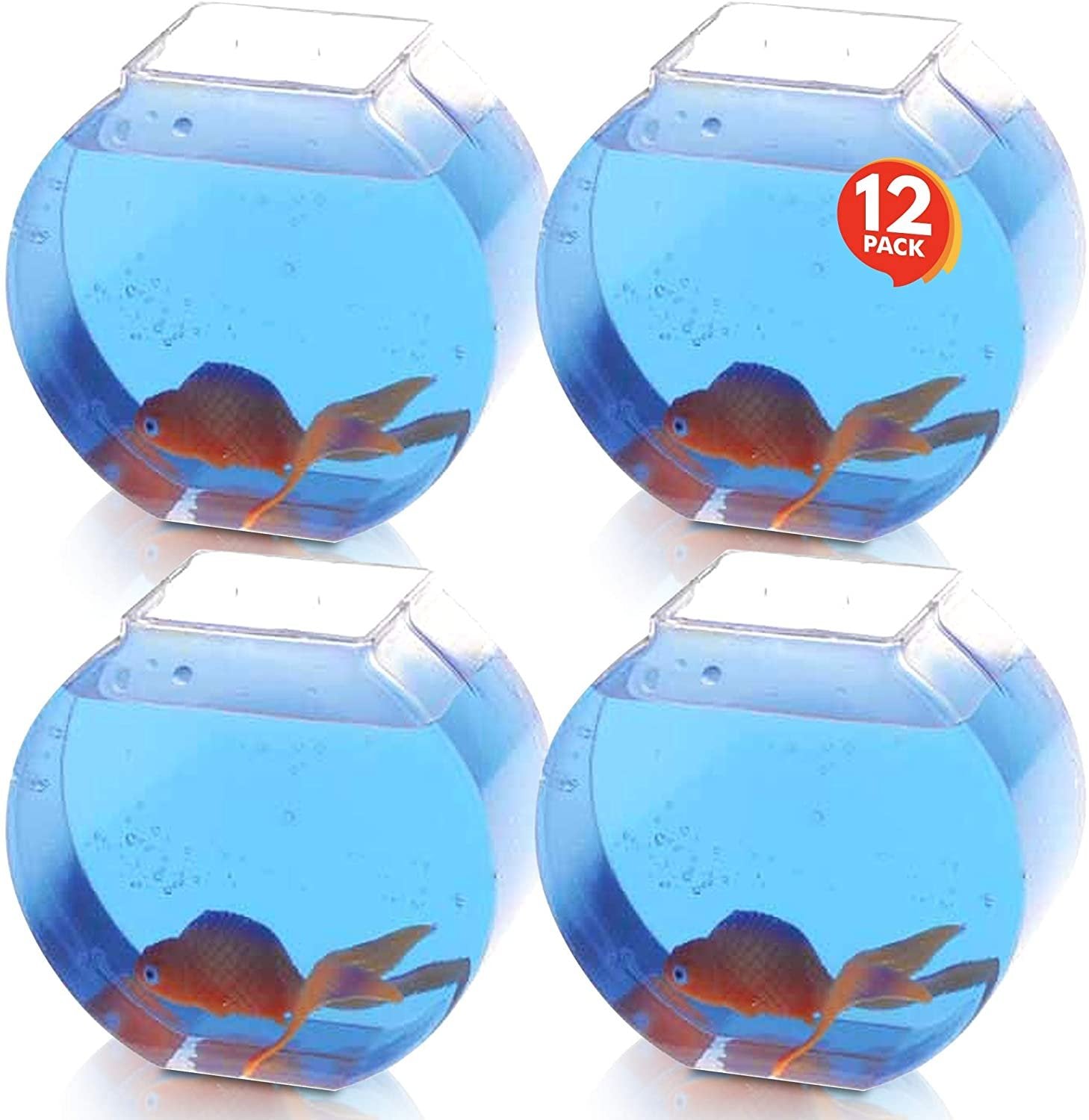 Plastic Fish Bowl Set - 12 Pack - Cute Fishbowls for Carnival Ball Toss Games, Party Table Centerpieces - Unique Carnival Supplies, Birthday Party Decorations, Kids Activity