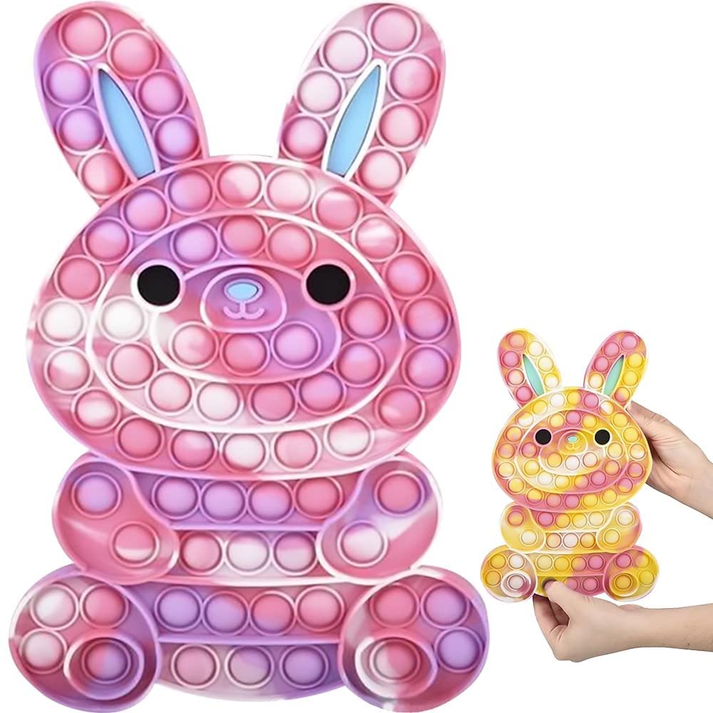 Easter Bunny Jumbo Pop it Fidget Toy, 1 Piece, 11" Fidget Popper for Fun Stress Relief, Easter Egg Hunt Toy, Easter Basket Stuffer, and Themed Party Favor for Boys and Girls