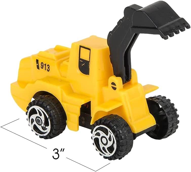 Mini Pullback Construction Trucks, Set of 24, Fun Action Vehicles with Pull Back Mechanism, Birthday Party Favors for Boys and Girls, Goodie Bag Fillers