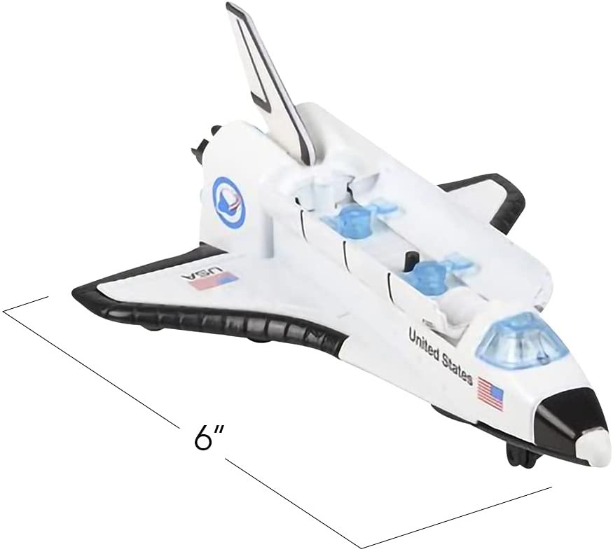 Light Up Space Shuttle Toy, 1PC, Battery Operated Spaceship Toy with LEDs, Sounds, and Pullback Motion