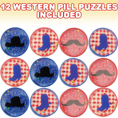ArtCreativity Western Pill Puzzles for Kids, Set of 12, Ball Puzzles in Assorted Designs, Great as Birthday Party Favors, Carnival Prizes for Kids, Goodie Bag Fillers, and Stocking Stuffers