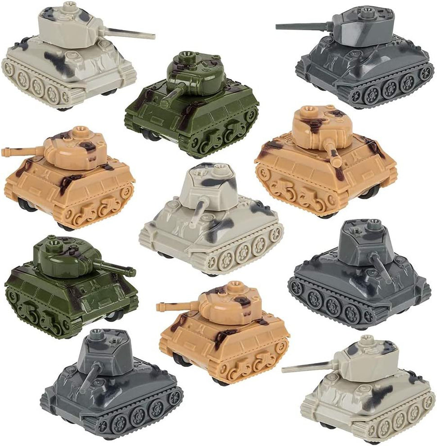 Mini Pullback Tanks, Pack of 24, Fun Army Action Military Vehicles with Pullback Mechanism, Birthday Party Favors for Boys and Girls, Goodie Bag Fillers