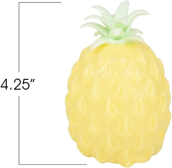 Squeezy Pineapple Toys Filled with Water Beads, Set of 4, Cute Stress Relief Sensory Toys for Boys and Girls, Fun Birthday Party Favors and Goodie Bag Fillers for Kids
