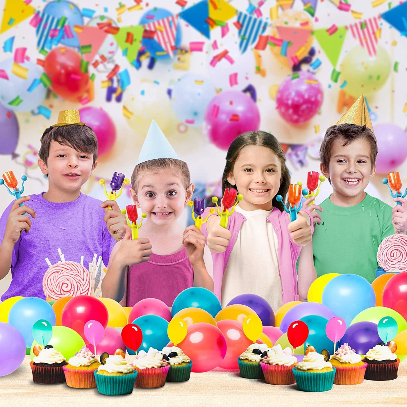Bell Clackers Noise Makers for Kids - Set of 12 - Click Clacks - Durable Plastic Noisemakers - Unique Birthday Party Favors for Kids, Colorful Goody Bag Fillers, Fun Stocking Stuffers