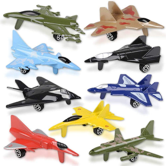 ArtCreativity Diecast Jet Toy Playset, Set of 9, Fighter Jet Toys in Assorted Colors and Designs, Great Birthday Party Favors, Goodie Bag Fillers, Gift Idea for Kids
