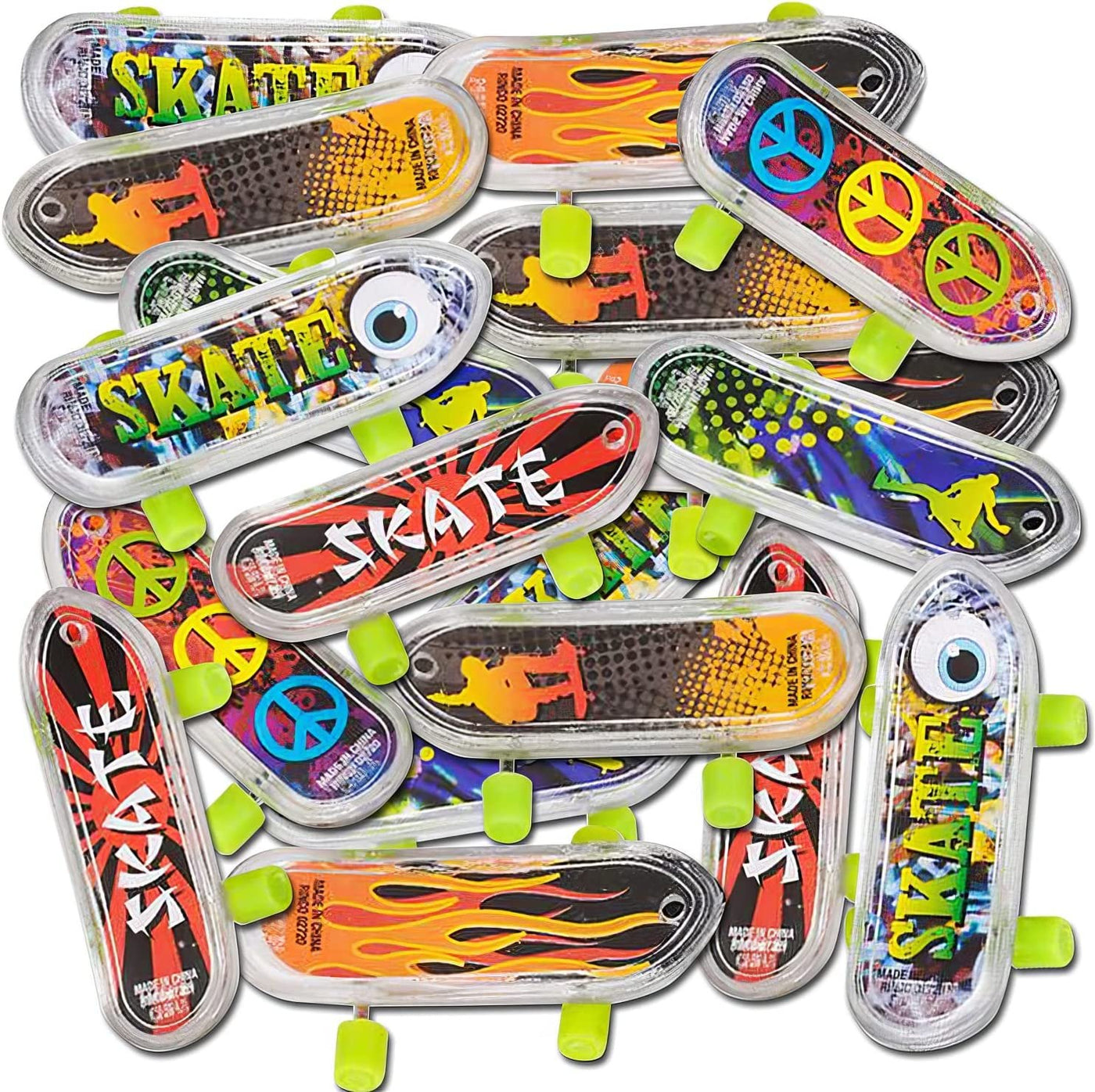 Mini Finger Skateboards for Kids, Bulk Pack of 144, Durable Finger Boards in Assorted Designs, 2" Fingerboard Skateboard Party Favors, Goody Bag Fillers, Stocking Stuffers