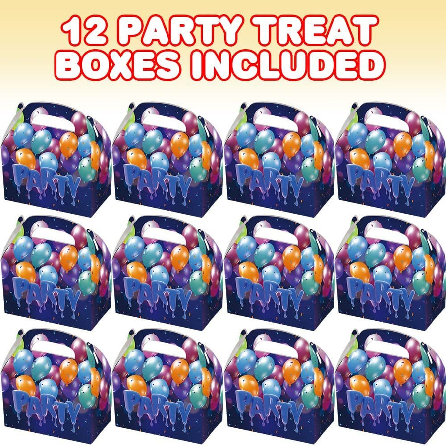 ArtCreativity Party Treat Boxes for Candy, Cookies and Party Favors - Pack of 12 Cookie Boxes, Cute Cardboard Boxes with Handles for Birthday Party Favors, Holiday Goodies