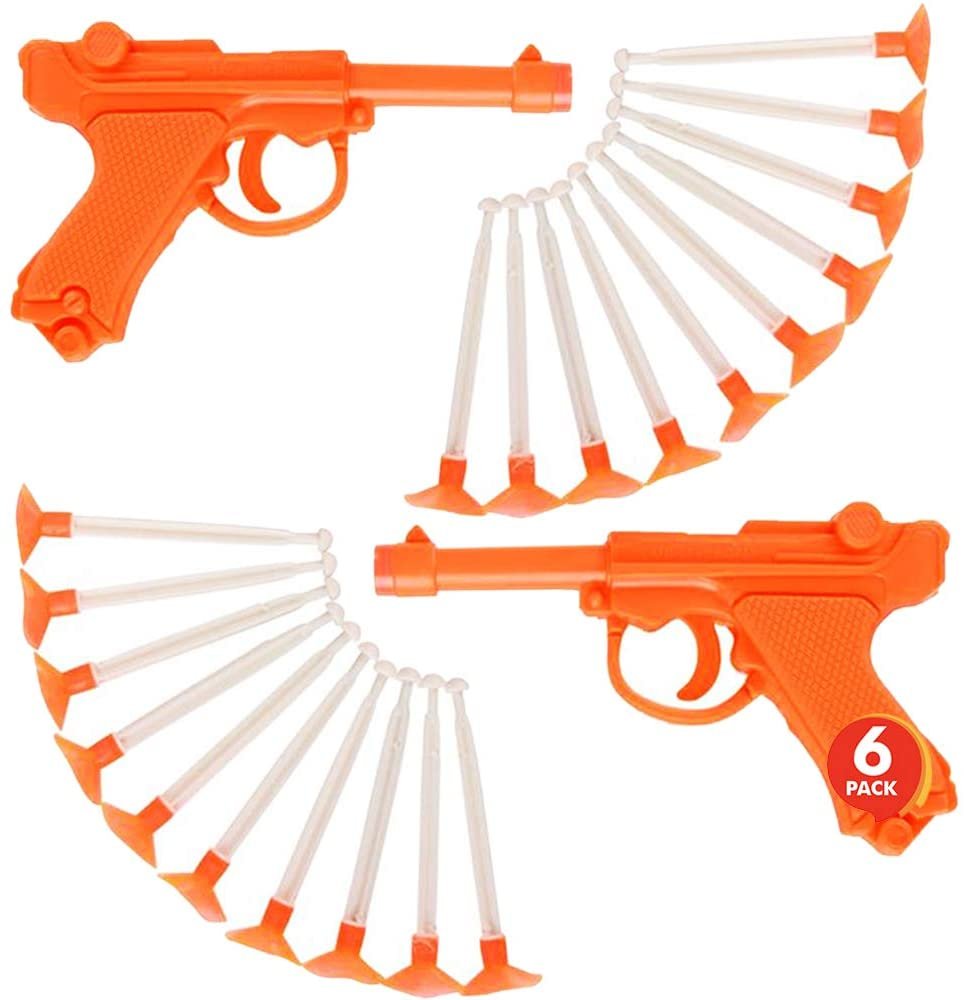 Detective Dart Gun, Set of 6, Cool Dart Shooter Toys for Kids, Each Set with 1 Pistol and 6 Suction Cup Darts, Fun Toys for Outdoors, Indoors, Yard, Party Favors for Boys and Girls