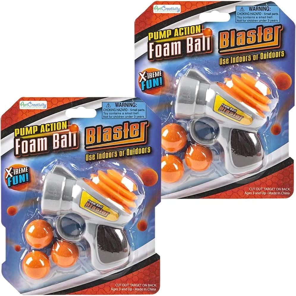 Mini Foam Ball Blasters, Set of 2, Each Set with 1 Air Gun and 3 Foam Balls, Cool Shooting Toys for Kids, Fun Toys for Outdoors, Indoors, Yard, Camping, Best Birthday Gift Idea