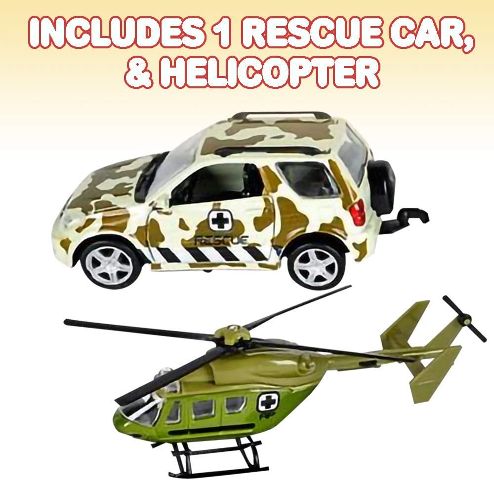 ArtCreativity SUV Toy Car with Trailer and Helicopter Playset for Kids, Interactive Northern Trek Play Set with Detachable Helicopter & Opening Doors on 4 x 4 Car, Best Birthday Gift for Boys & Girls