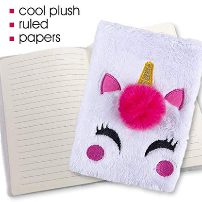 ArtCreativity Unicorn Plush Journal for Kids, Cute Diary for Girls with 80 Lined Pages, Notebook for Journaling and Drawing, Unicorn Birthday Gift, Unique Back to School Supplies