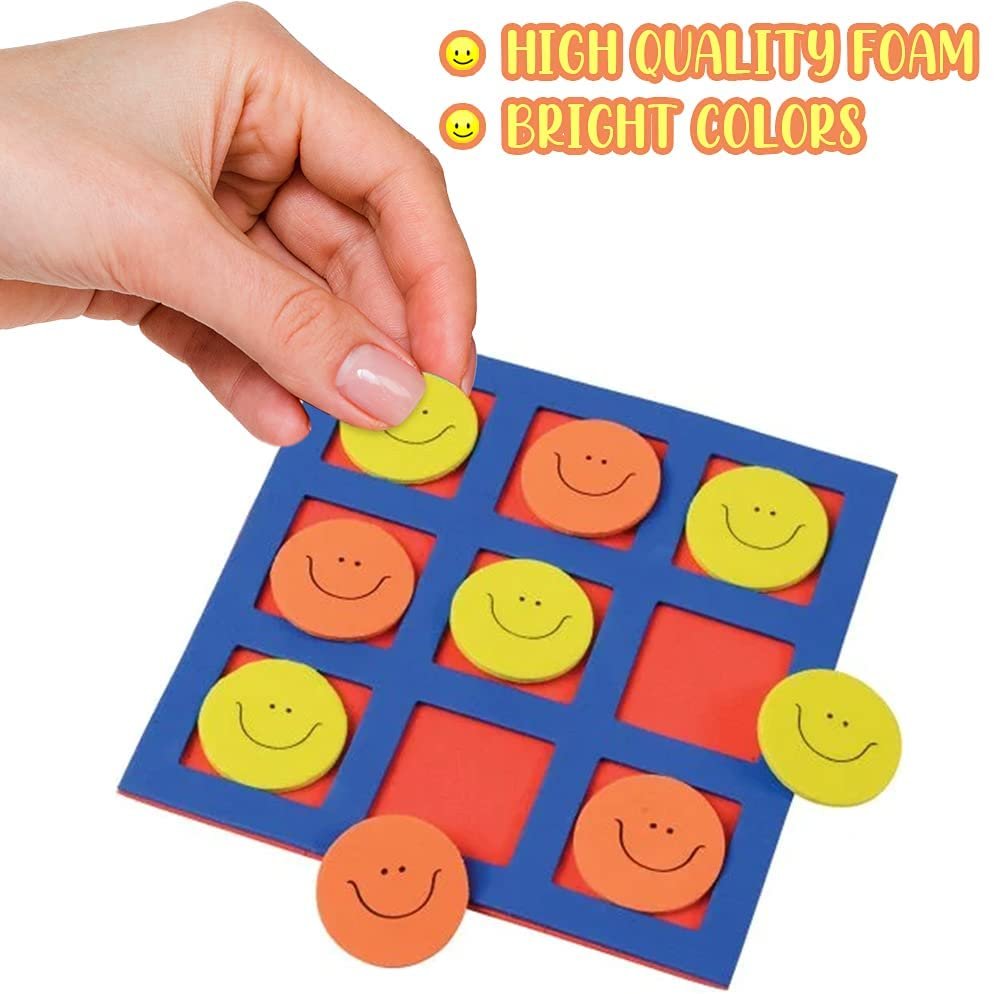 Gamie Foam Tic Tac Toe Mini Board Games, Set of 24, Colorful Family Games  for Hours of Brain-Building Fun, Great as Travel Games, Learning Toys for