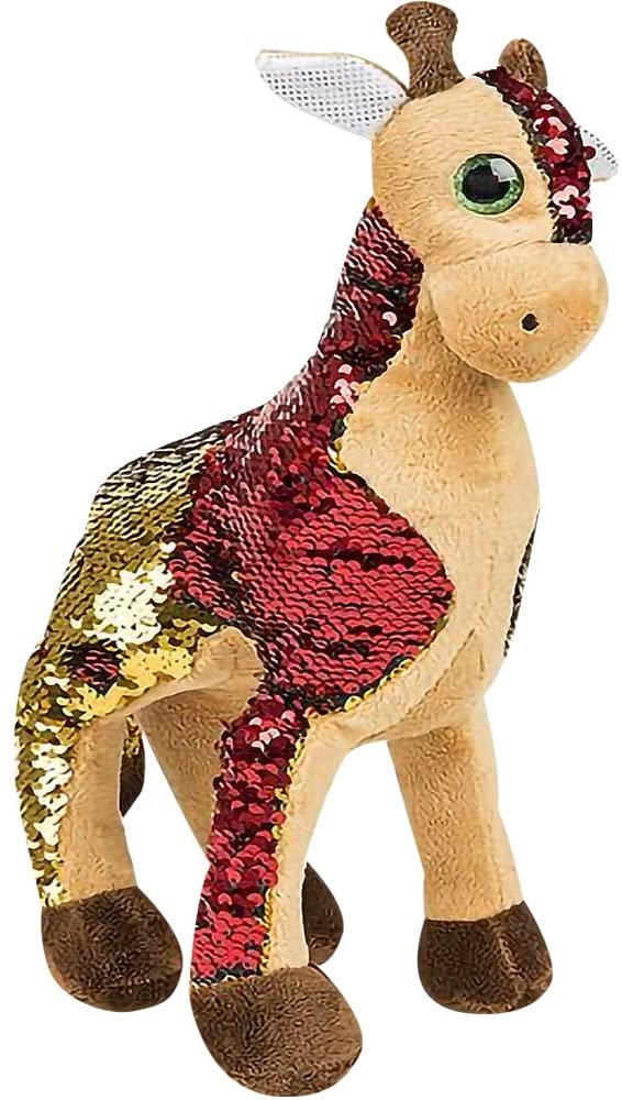 Flip Sequin Giraffe Plush Toy, 1 PC, Soft Stuffed Giraffe with Color Changing Sequins, Cute Home and Nursery Animal Decorations, Calming Fidget Toy for Girls and Boys, 15"es