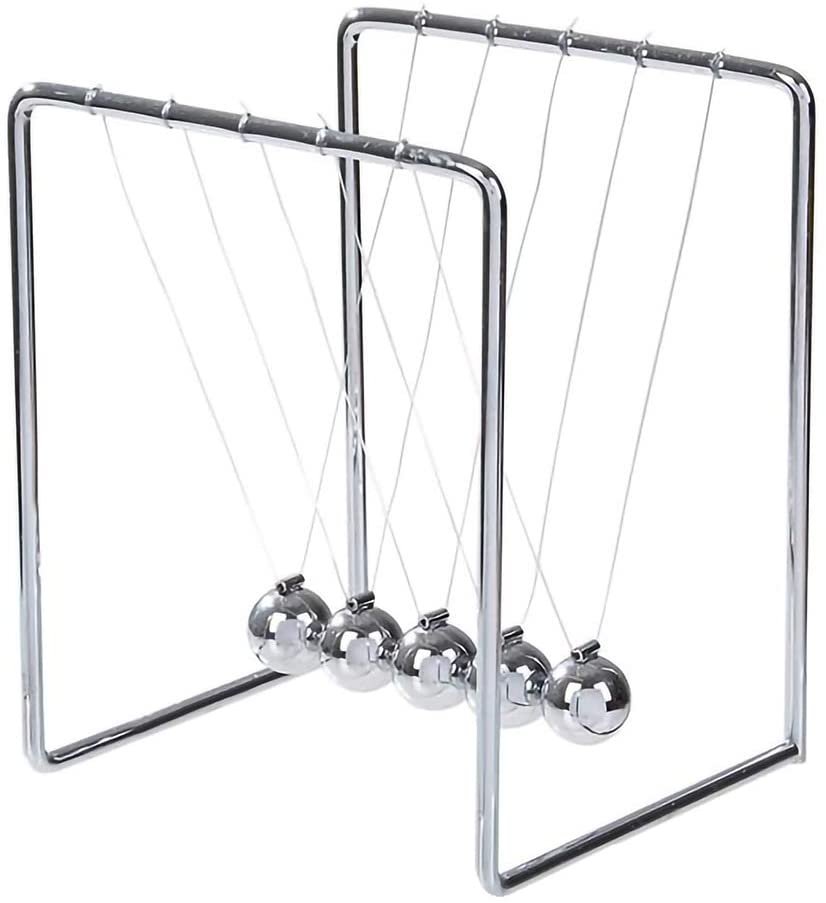 Newton’s Cradle - Stainless Steel Office Desk Decoration Metal Desk Toy with Reflective Finish - Fun Educational Science Learning Aid - Best Gift for Kids and Adults