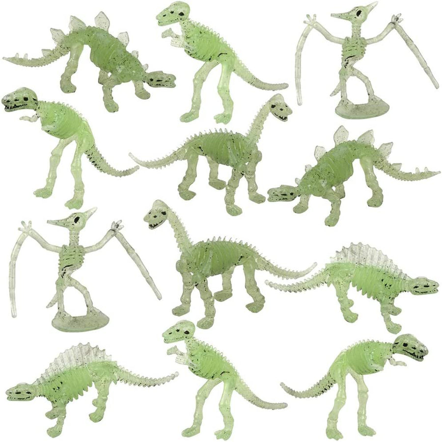 Glow in The Dark Dinosaur Fossils, Set of 12, Glowing Dinosaur Toys for Boys and Girls, Cool Assorted Designs, Dinosaur Birthday Party Favors, Goodie Bag Stuffers, Pinata Fillers