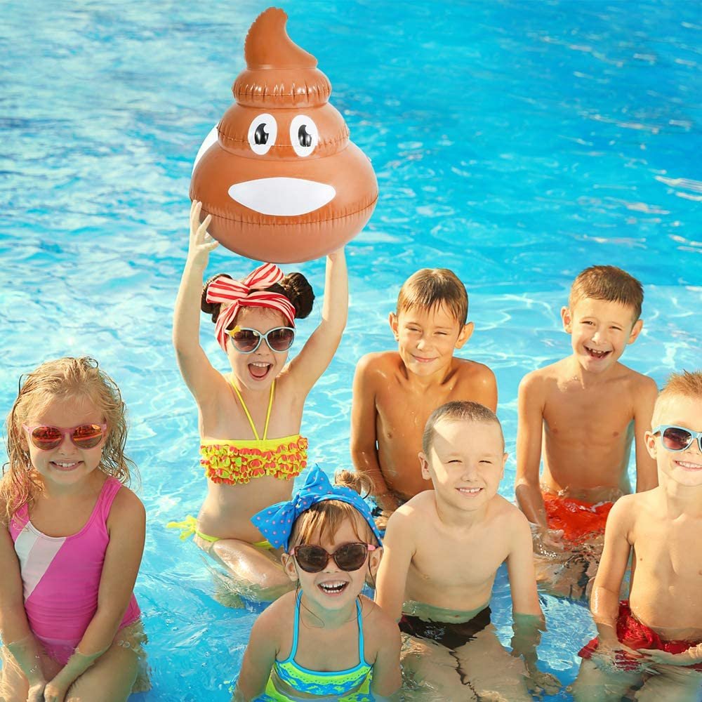 Poop Inflate, Inflatable Poop Emoticon Pool Float, Emoticon Party Decorations and Supplies, 24" Blow-Up Poop Inflate, Fun Prank and Gag Gift for Children and Adults