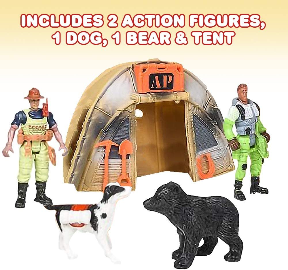 ArtCreativity Northern Trek Base Camp for Kids, Camp Play Set for Boys and Girls with 2 Action Figures, Dog, Bear, and Tent, Best Christmas or Birthday Gift for Children