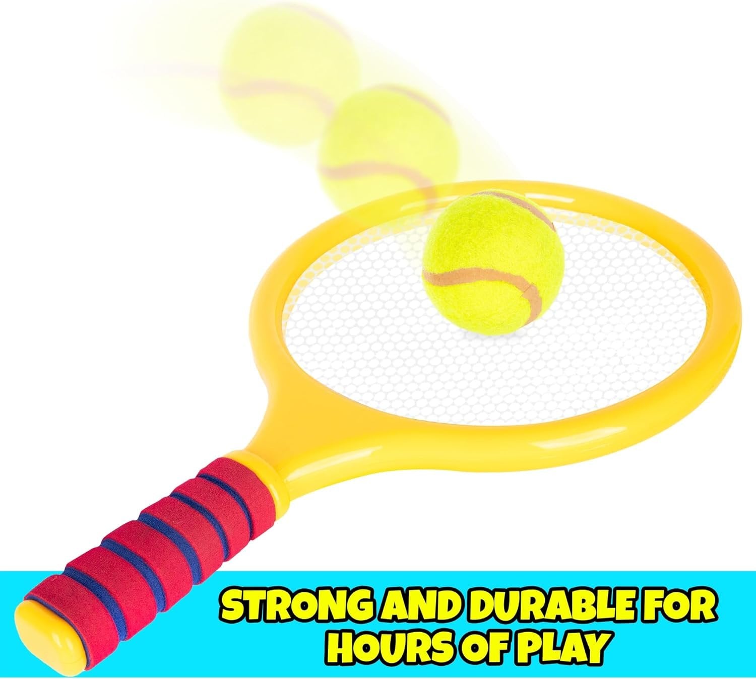 Kids Badminton Rackets Set - 9 Piece Badminton Set with 2 Rackets, 2 Bridies, 2 Soft Balls, 2 Tennis Balls, and Storage Bag - Toy Badminton and Tennis Rackets for Kids with Accessories
