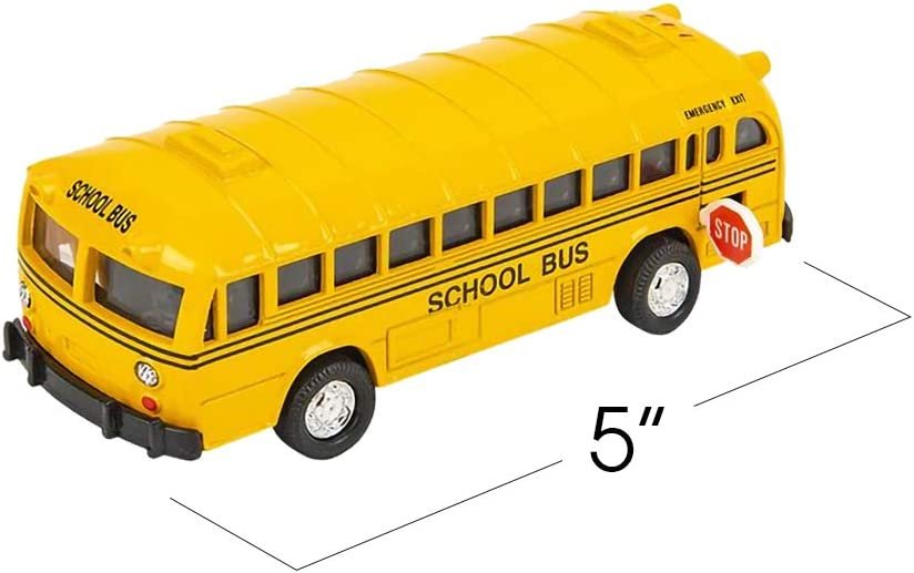 5" Pull Back School Bus Playset, Set of 2 Classic School Buses, Diecast Bus Toy Set with Pull Back Mechanisms, Great Party Favors, Gift Idea for Boys and Girls