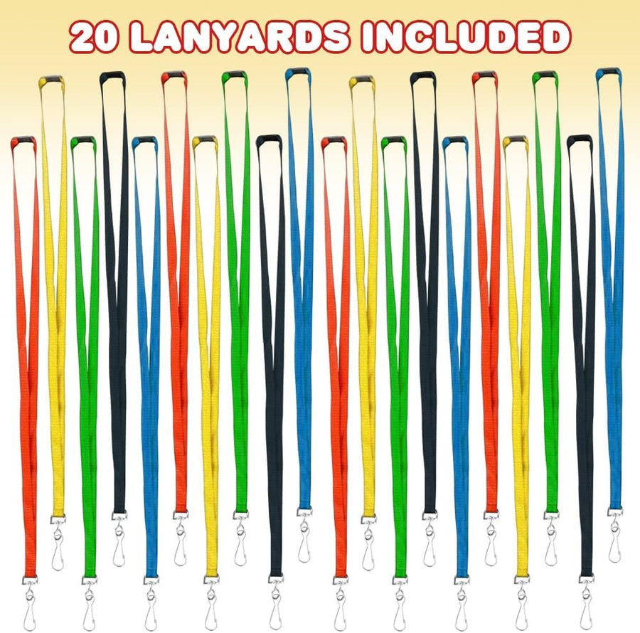 Lanyards For Kids, Set of 20, 18.5"es Long, Brightly Colored, Lanyards For ID Badges, Kids Lanyard Set, Goodie Bag Fillers, Birthday Party Favors, For Your Wallet, Keys And IDs