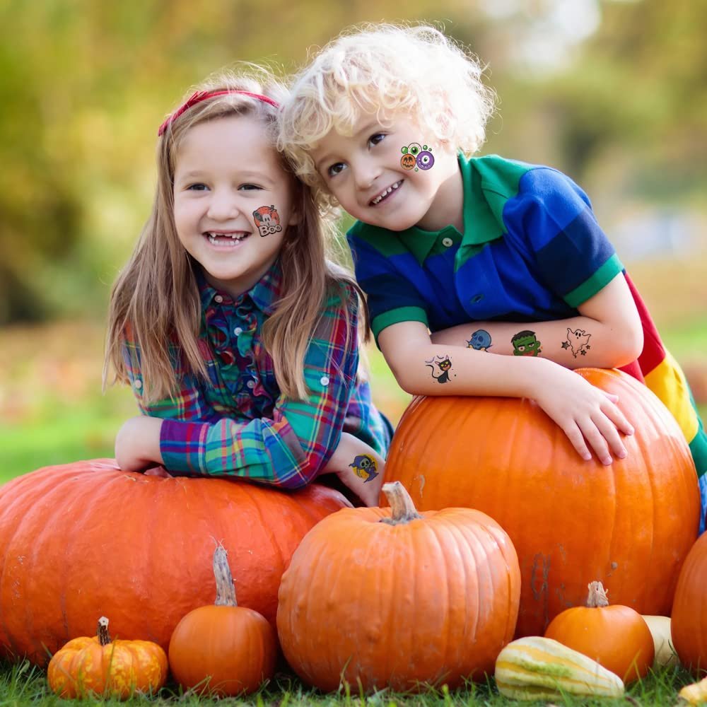 Assorted Halloween Temporary Tattoos for Kids - Pack of 160 - 2" Non-Toxic Tats Stickers for Boys and Girls, Great for Halloween Party Favors, Treats, Décor, Goodie Bags - 8 Designs