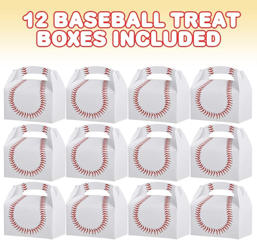 ArtCreativity Baseball Treat Boxes for Candy, Cookies and Sports Themed Party Favors - Pack of 12 Cookie Boxes, Cute Team Favor Cardboard Boxes with Handles for Birthday Party Favors, Holiday Goodies