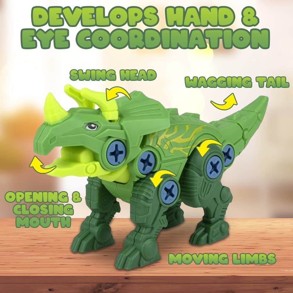 ArtCreativity Take Apart Triceratops Dinosaur Toy Kit, Assemblesaurus Dinosaur Toy with Cage & Screwdriver, Dinosaur Take Apart Toys for Kids with Movable Parts, Dinosaur Gifts for Kids Ages 3 and Up