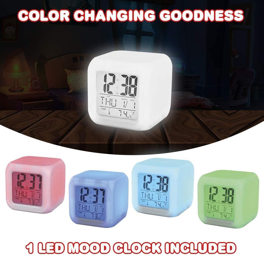 Color Changing LED Clock for Kids, Digital Clock with Time, Date, Temperature, Alarm with 8 Tunes, & Sleeping Function, Battery-Operated Night Light for Boys & Girls, Best Gift Idea