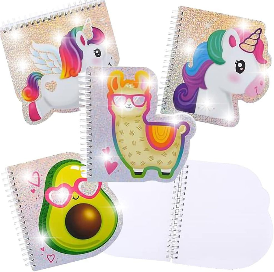 Sparkle Notebooks for Kids, Set of 4, Unruled Notebooks with Glitter, Includes 4 Adorable Designs, Back to School Gifts for Kids, Princess Party Favors and Holiday Stocking Stuffers