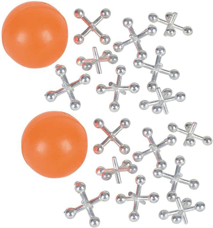 Metal Jacks Game, 12 Sets, Each Set with 8 Metal Jacks and 1 Rubber Ball, Vintage Toys for Kids, Sensory Toys for Autistic Children, Birthday Party Favors for Boys and Girls
