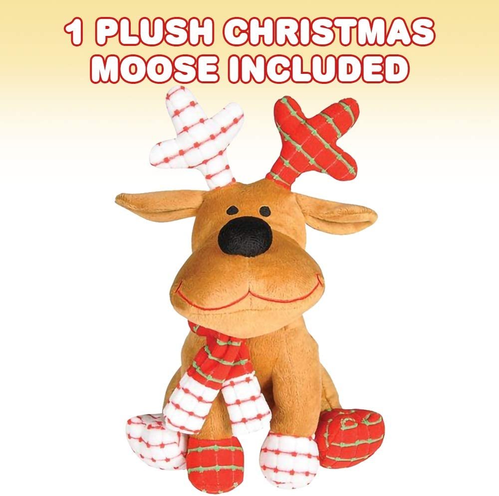 ArtCreativity Plush Christmas Moose, 8.5 Inch Adorable Holiday Stuffed Animal Toy with Scarf, Super Soft and Cuddly, Cute Christmas Decorations for Home and Office, Great Gift Idea