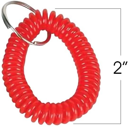 Spiral Keychains for Kids, Set of 12, Stretchy Coil Spring Keyholders in 6 Different Colors, Double As Wrist Bracelets for Girls and Boys, Party Favors and Goody Bag Fillers