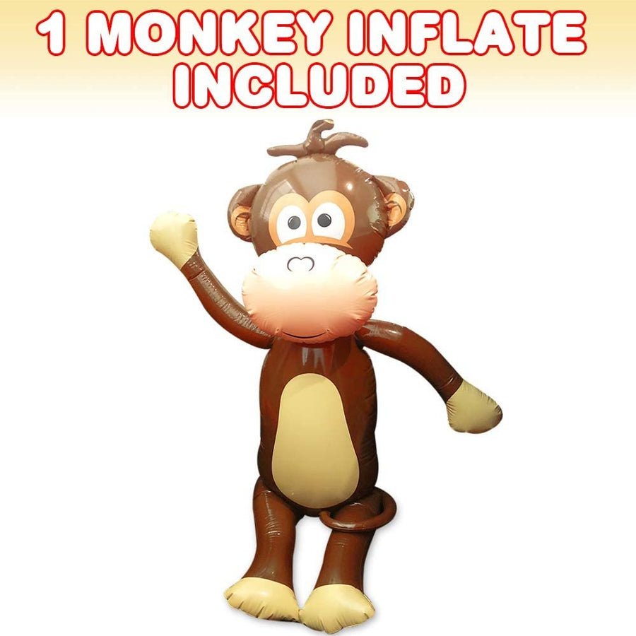 54" Monkey Inflate, 1 PC, Cute Zoo Party Decorations, Fun Party Inflates for Animal-Themed Parties, Nursery and Playroom Décor Idea, Inflatable Monkey Toys for Kids, Brown