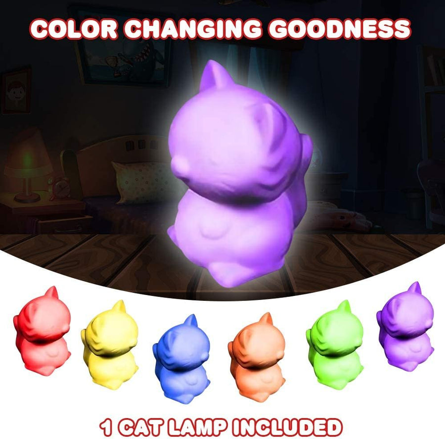Color Changing Cat LED Lamp, Night Light Cycles Through Awesome Colors, Battery-Operated Decorative Light for Kids, Bedroom Decor Nightlight for Boys and Girls