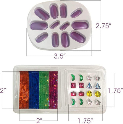 ArtCreativity Fashion Nail Set for Girls, Set of 2, Nail Kits for Girls with Stick-On Earrings, Nails, and Eyeliner, Fashion Accessories for Pretend Play Dress-Up, Fun Princess Party Favors and Gifts