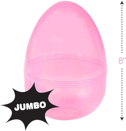 ArtCreativity Jumbo Plastic Easter Eggs, Set of 4, Giant 8 Inch, Large Easter Eggs Empty Fillable for Big Toys, Assorted Translucent Colors, Oversized Egg Hunt Supplies, Easter Basket Goodies for Kids