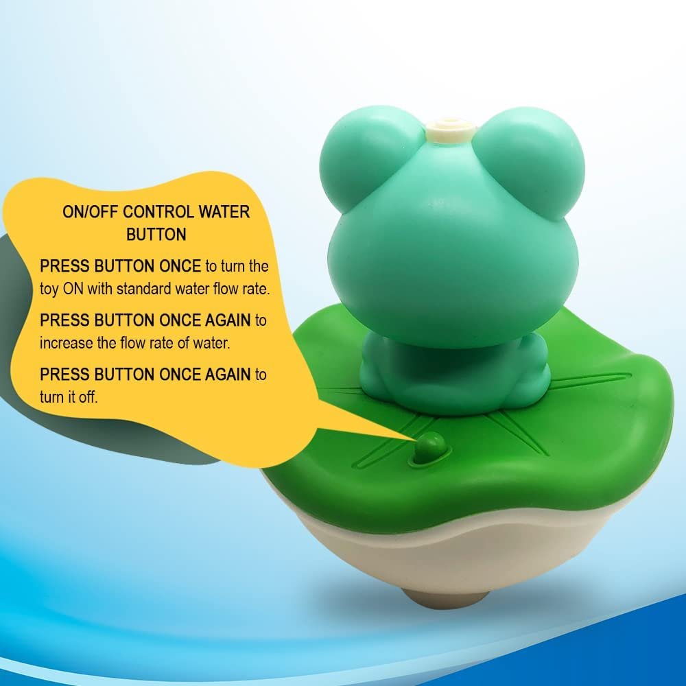 Frog Bath Sprinkler Toy Set, Includes 1 Frog Fountain, 4 Nozzles, and 1 Ball, Battery-Operated Bathtub and Swimming Pool Toy for Kids, Great Gift for Boys and Girls Ages 3 and Up