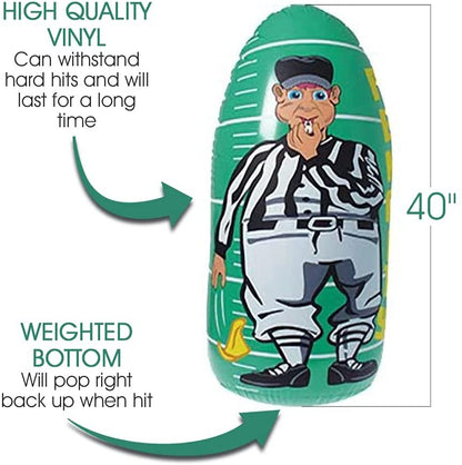 ArtCreativity Inflatable Punch Bag Referee, 1 Piece, Double-Sided Weighed Referee Inflatable with a Weighted Bottom, Football Party Decoration and Inflatable Punching Bag for Kids, 4 Feet Tall