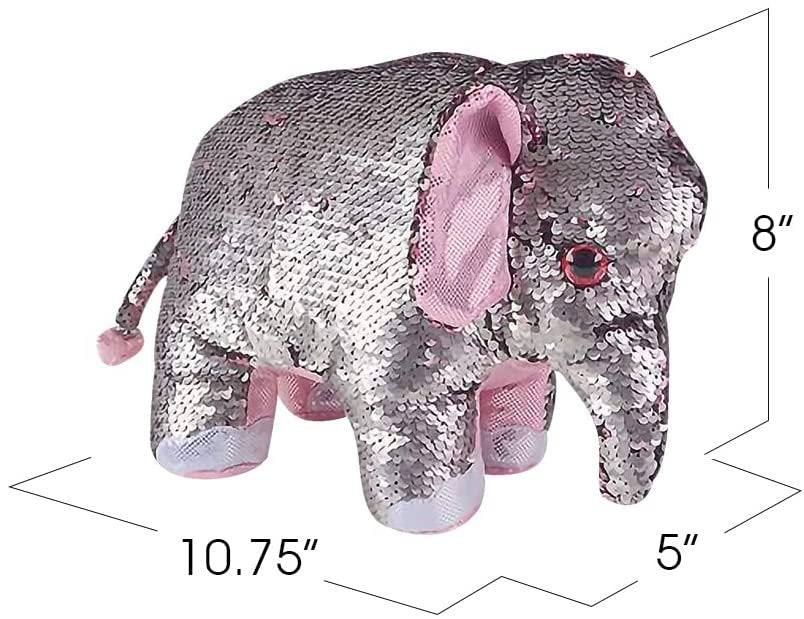 ArtCreativity Flip Sequin Elephant Plush Toy, 1 PC, Soft Stuffed Elephant with Color Changing Sequins, Cute Home and Nursery Animal Decorations, Calming Fidget Toy for Girls and Boys, 10.75 Inches