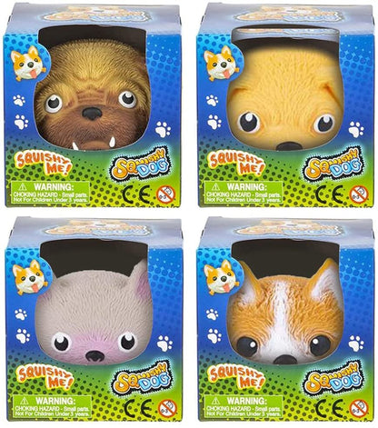 ArtCreativity Dog Squeeze Toys, Set of 4, Cute Stress Relief Toys for Kids and Adults, Dog Party Favors, Calming Sensory Toys for Autism, Goodie Bag Fillers, Stocking Stuffers for Boys and Girls
