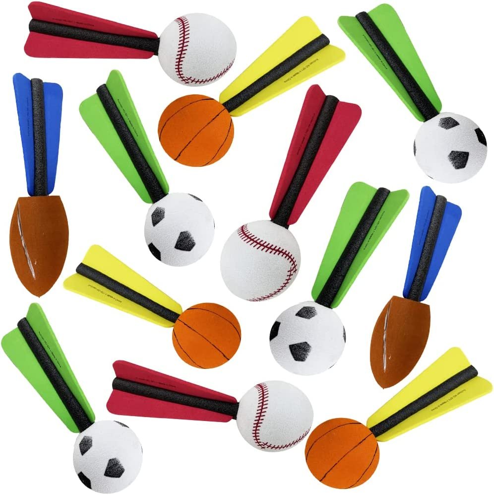 6" Jet Sports Balls - Set of 12 - Fun Flying Toys - Soft Safe Foam - Cool Summer Outdoor Activity - Sporty Birthday Party Favors for Boys, Girls, Toddlers - Goodie Bag Fillers