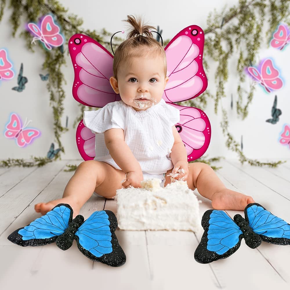 Butterfly Plush Toy, 1 PC, Soft Stuffed Butterfly Toy for Kids, Cute Home and Nursery Animal Decorations, Garden Party Prop, Best Birthday Gift Idea, 13"es Wide