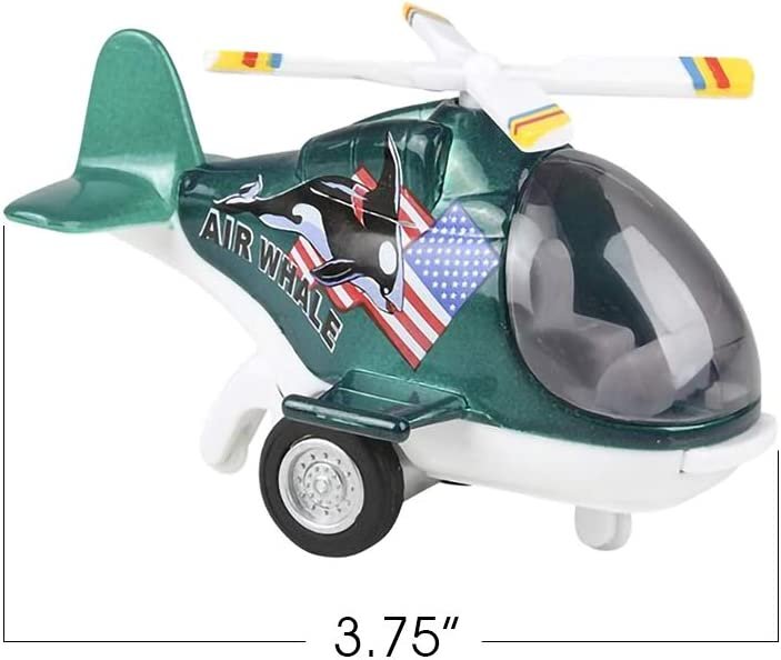 ArtCreativity Diecast Air Whale Helicopters with Pullback Mechanism, Set of 3, Diecast Toy Choppers with Spinning Propellers, Birthday Party Favors, Goodie Bag Fillers for Kids