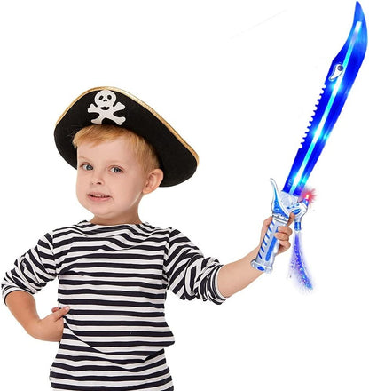 ArtCreativity Fiber Optic Shark Sword with Cool LED & Sound Effects, Set of 2, 23.5 Inch Toy Swords for Kids, Halloween Dress-Up Costume Accessories, Best Birthday Gift for Boys and Girls
