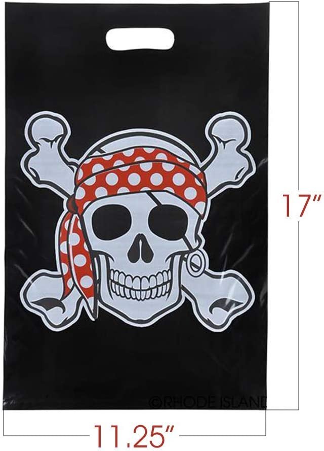 Pirate Loot Bags, Set of 50, Durable Plastic Pirate Goodie Bags for Candy, Treats, Gifts, Cool Pirate Party Supplies, Birthday Party Favor Goody Bags for Kids, 17 x 11.25"es