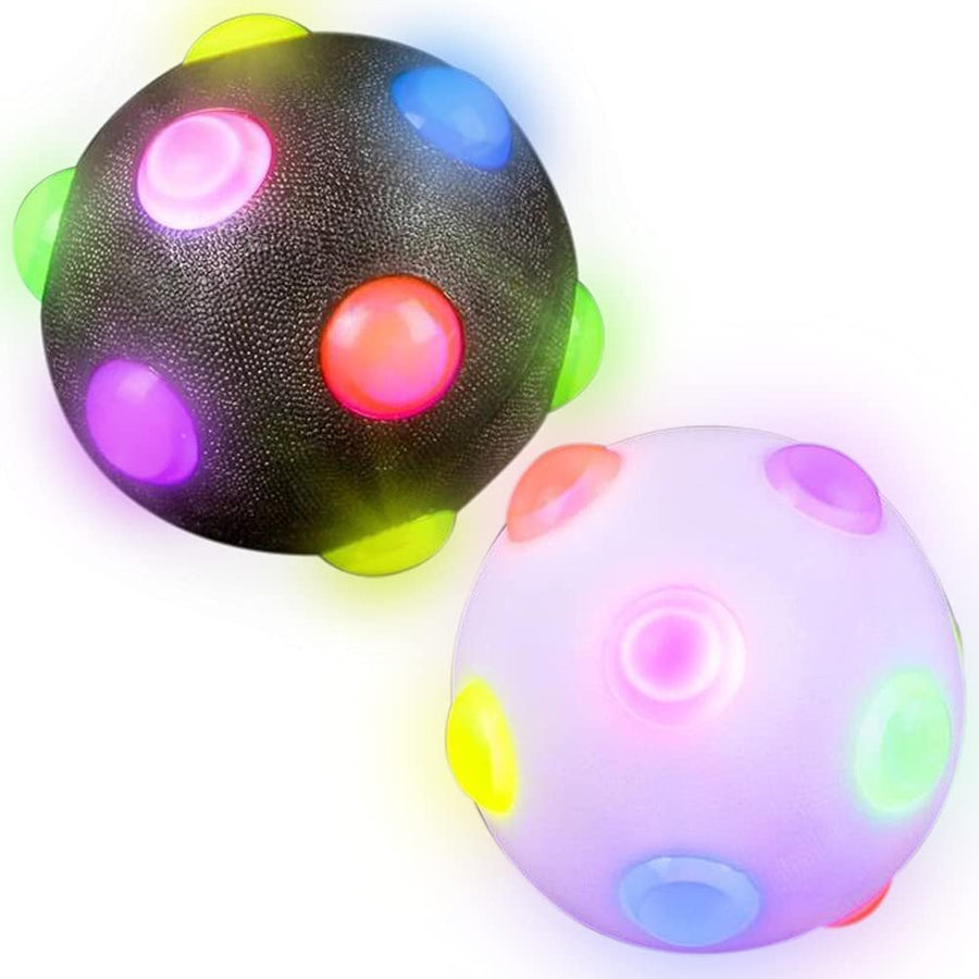 Light Up Disco Balls, Set of 2, Rubber Balls for Kids with Flashing LEDs, Light Up on Impact, LED Toys for Boys and Girls, Stress Balls for Kids, Fun Birthday Party Favors