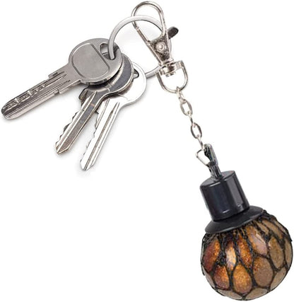 ArtCreativity Mesh Squeeze Ball Keychains for Kids, Set of 8, Key Chains with Squeeze Ball Fidget Toy, Stress Relief Toys for Kids and Adults, Keyholder Birthday Party Favors, Goodie Bag Fillers