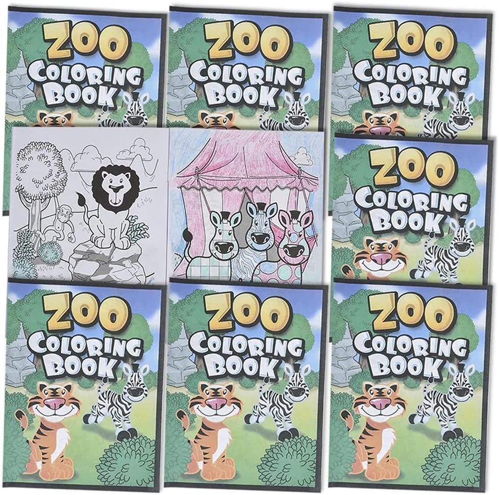 Zoo Animal Coloring Books for Kids, Pack of 12, 8.25" x 11" Big Color Booklets, Fun Treat Prizes, Favor Bag Fillers, Birthday Party Supplies, Art Gifts for Boys and Girls