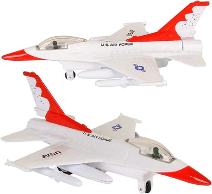 ArtCreativity F-16 Fighting Falcon Jets with Pullback Mechanism, Set of 2, Diecast Metal Jet Plane Fighter Toys for Kids, Air Force Military Cake Decorations, Aviation Party Favors