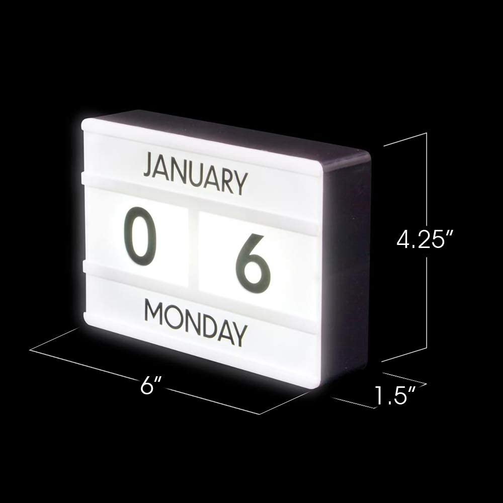 ArtCreativity LED Calendar Box, 1 Battery Operated Light-Up Calendar for Bedroom, Kitchen, and Living Room Décor, Unique Decoration Sign for Home, Best Gift Idea for Boys and Girls